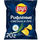 70гр.Чипсы ЛЕЙС  Рифленые Сметана лук 1/25