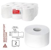 Бумага туалетная 170 м, LAIMA (T2), PREMIUM, 2-слойная, цвет белый, КОМПЛЕКТ 12 рулонов, 126092