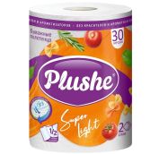 Полотенца бумажные Plushe Super Light 2 слоя, 1 рул, 30 м, белый, 18 шт в уп
