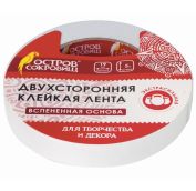Клейкая двухсторонняя лента 19 мм х 5 м, НА ВСПЕНЕННОЙ ОСНОВЕ 1 мм, прочная, ОСТРОВ СОКРОВИЩ, 606420
