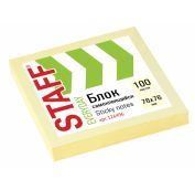Блок самоклеящийся (стикеры), STAFF, 76х76 мм, 100 листов, желтый