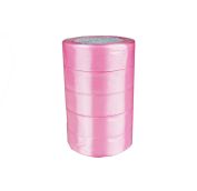 Лента 2,5 см Атласная Ярко-Розовая 22 м (5 бабин)