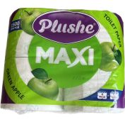 Туал Бумага Plushe Maxi Green Apple 2сл 4рул*45м, бел.с прокрасом, аром 9в уп