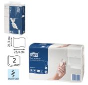 Полотенца бумажные (1 пачка 190 листов) TORK (H2) Advanced, 2-слойные, белые, 23,4х21,3, Z-сложение,