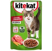Корм для животных КИТЕКЕТ ПАУЧ Сочная говядина в соусе 85гр (28шт*кор)