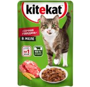 Корм для животных КИТЕКЕТ ПАУЧ Сочная говядина в желе 85гр (28шт*кор)