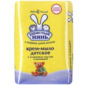 Мыло твердое ДЕТСКОЕ 90гр УШАСТЫЙ НЯНЬ крем РОМАШКА и МАСЛО ОЛИВЫ