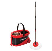 Швабра с отжимом и ведром 19л/9л на колесах, отжим центрифуга, 2 круглые насадки LAIMA