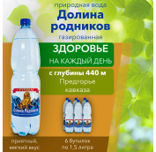 1,5л Вода мин Долина Родников Ручеек (Горячий Ключ) газ. 6 в уп.