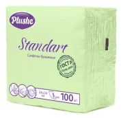 Салфетка Бум. 24*24 Plushe Standart, Микротис, 1сл, 100л., белая/паст, 20 в уп. (Салат паст)